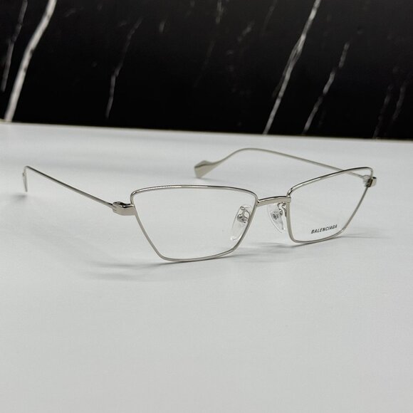 NEW BALENCIAGA BB0091O 002 CAT EYE SILVER WOMEN EYEGLASSES BALENCIAGA - Picture 5 of 8